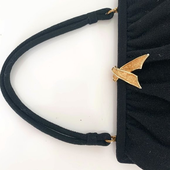Vintage 50s Bags by Dorian Black Pleated Handbag - Picture 5 of 11